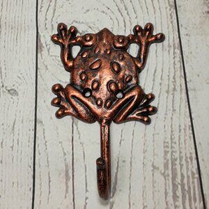 Cast Iron Frog Hook Copper Finish Coat Towel Hanger Wall Mounted 6.5"